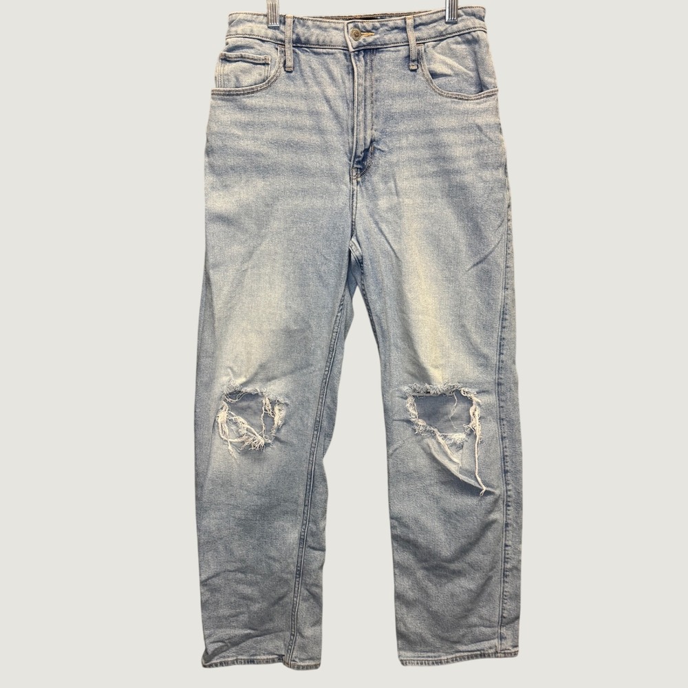 2136 | Hollister High Rise Distressed Mom Jeans Light Wash Blue Womens 24 00